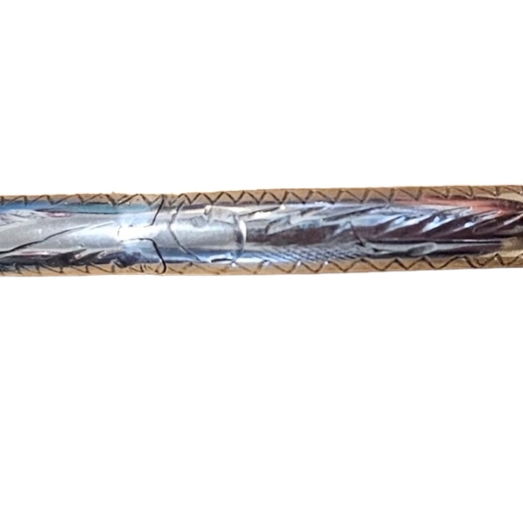 Vintage Sterling Silver Etched Bangle Bracelet - Picture 3 of 5